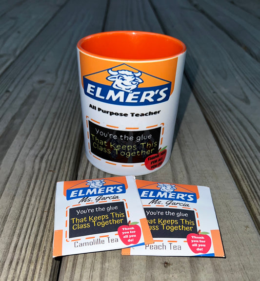 Teacher Custom Glue Mug and Tea Packet Set