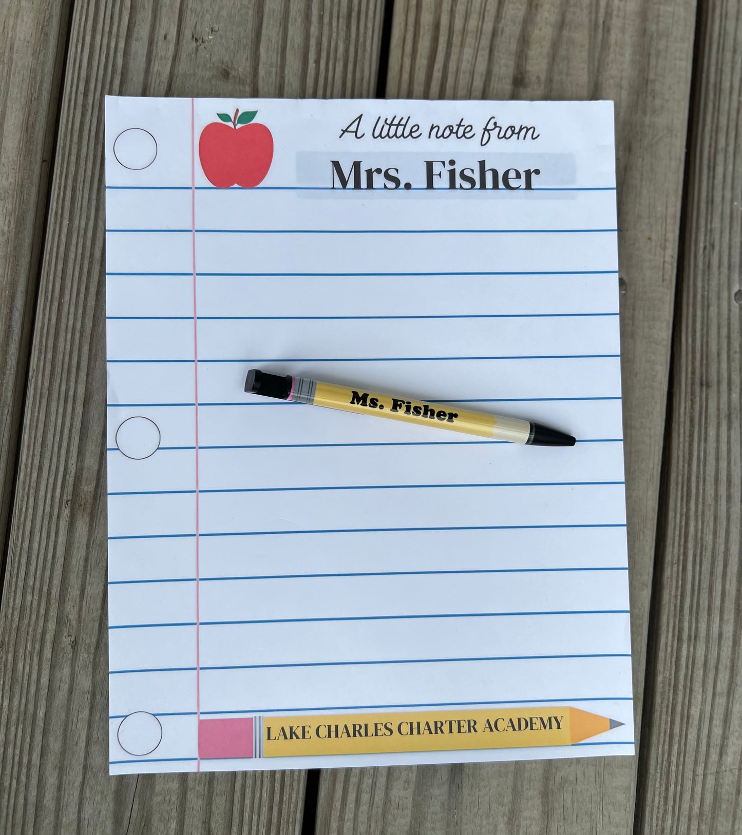 Teacher Personalized Notepad and Pen