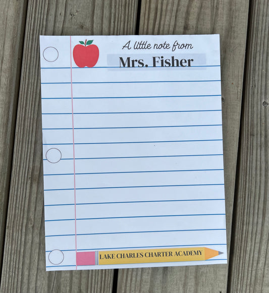 Teacher Personalized Notepad and Pen