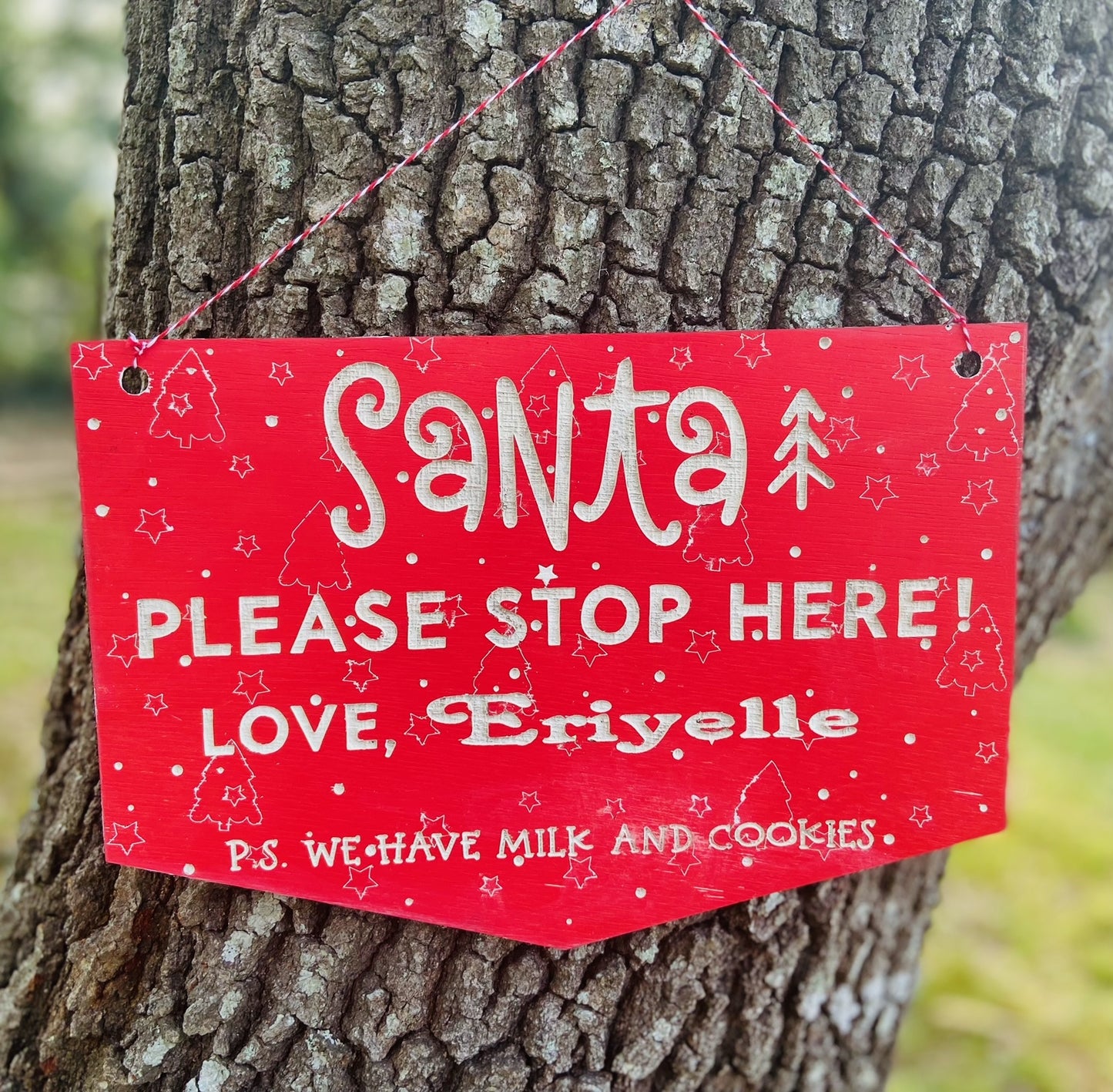 Personalized Santa Stop Here Door Hanging Sign