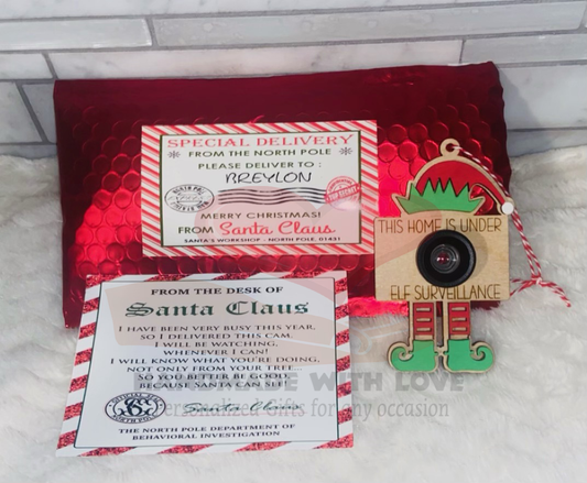 Santa Elf Cam ornament set