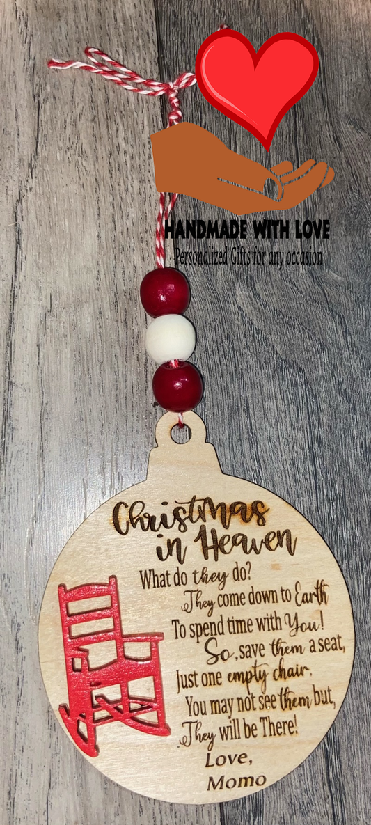 Christmas in Heaven wood ornament